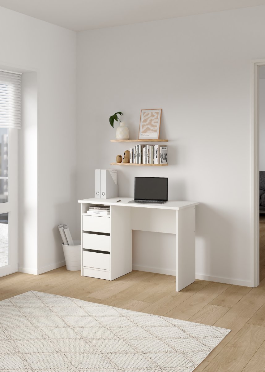 Small Officeline skrivebord 3 skuffer, hvid
