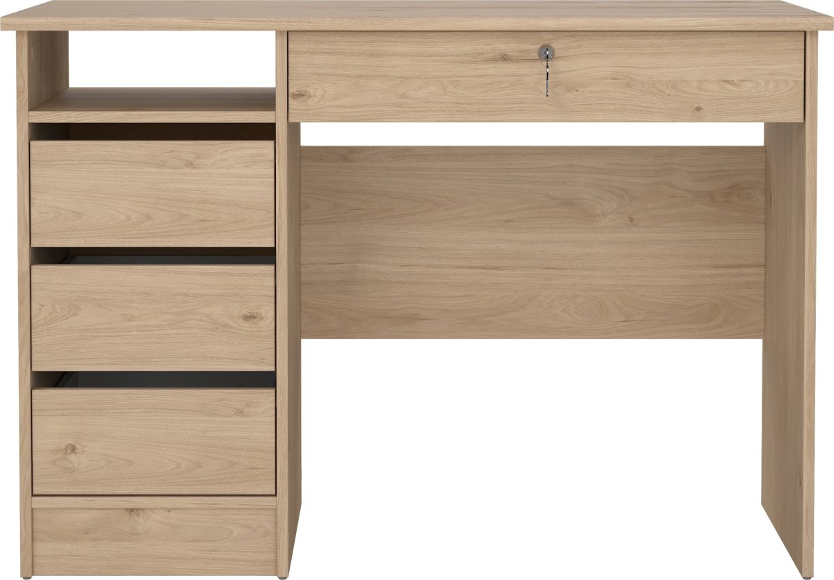 Small Officeline skrivebord 4 skuffer/1 lås, eg