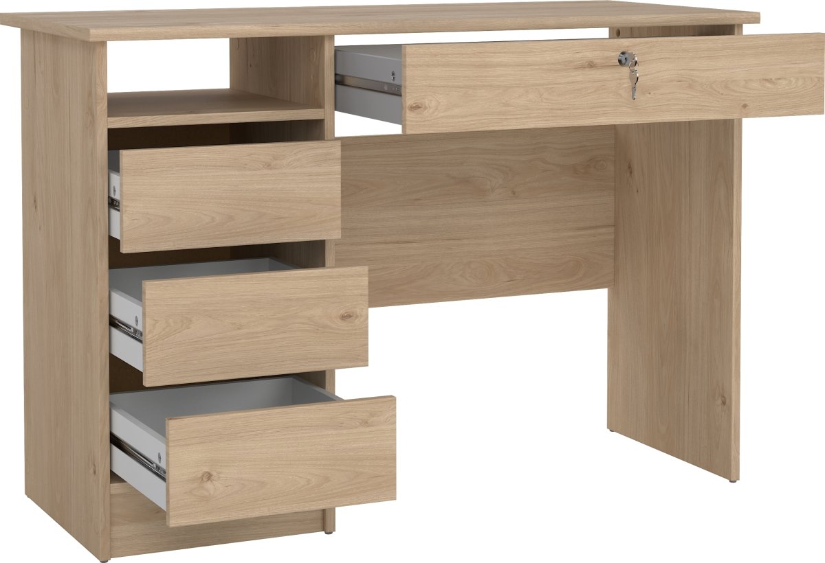 Small Officeline skrivebord 4 skuffer/1 lås, eg