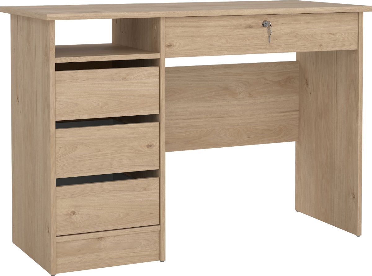 Small Officeline skrivebord 4 skuffer/1 lås, eg