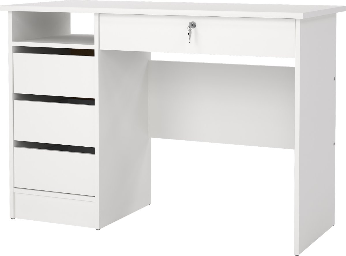 Small Officeline skrivebord 4 skuffer/1 lås, hvid