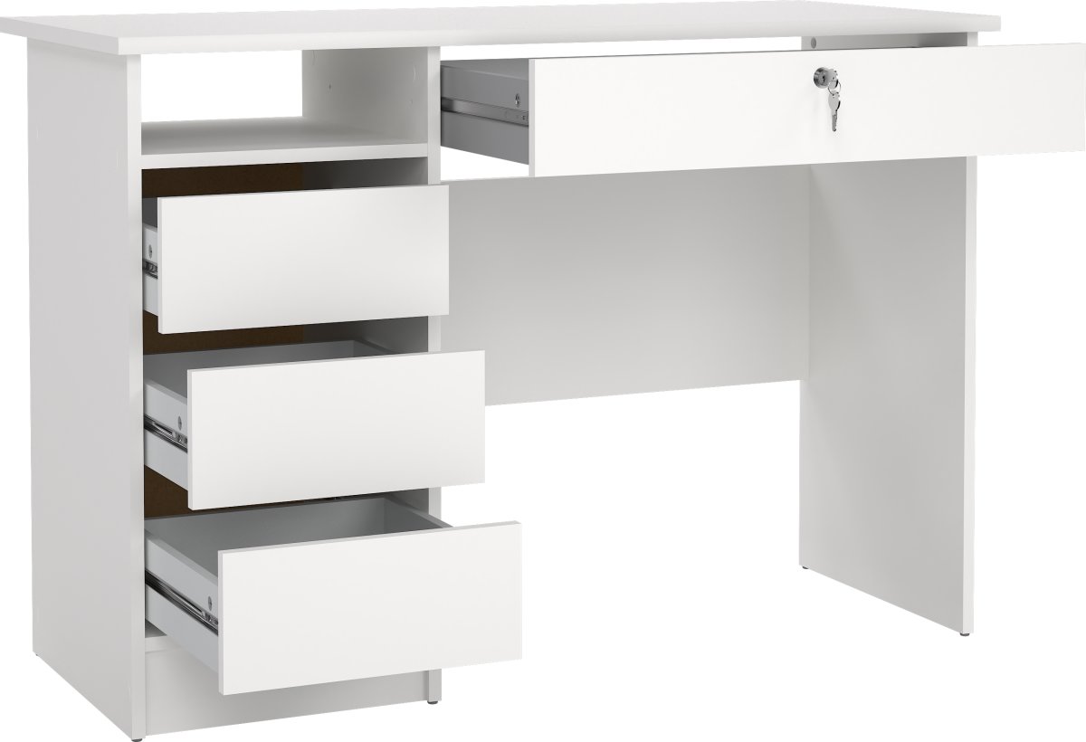 Small Officeline skrivebord 4 skuffer/1 lås, hvid