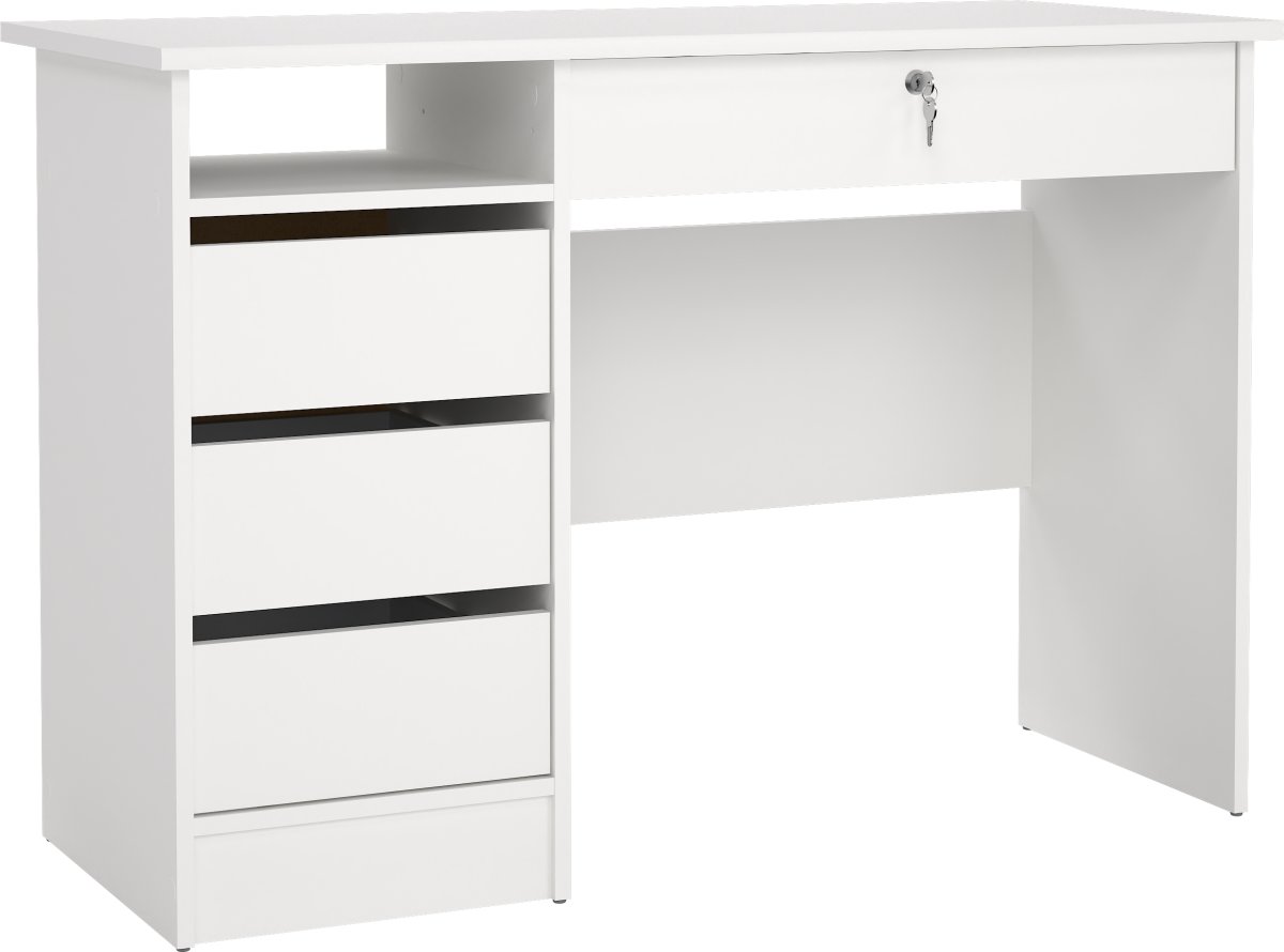 Small Officeline skrivebord 4 skuffer/1 lås, hvid