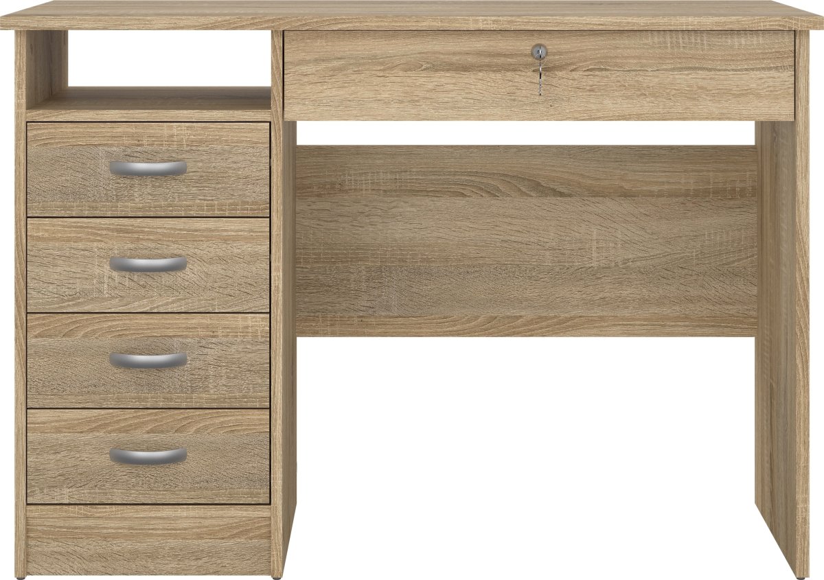 Small Officeline skrivebord 5 skuffer/1 lås, eg