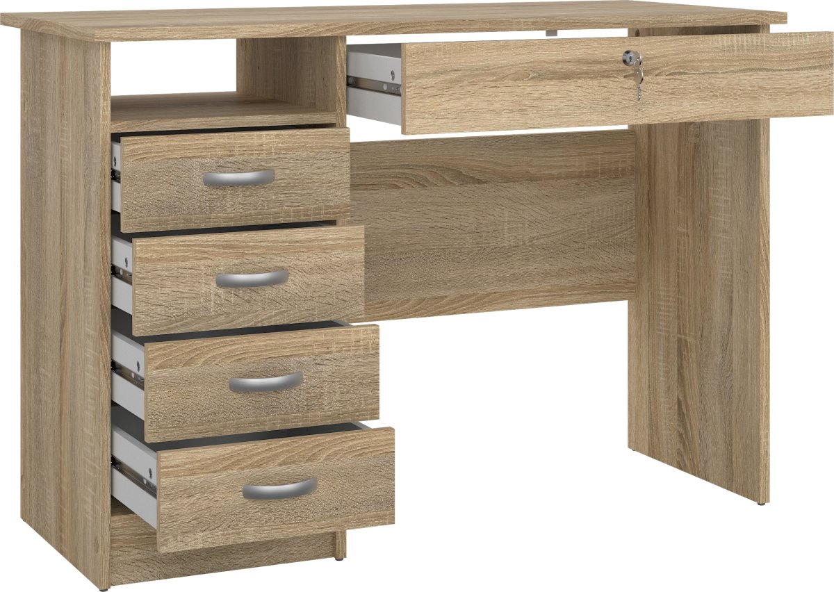 Small Officeline skrivebord 5 skuffer/1 lås, eg