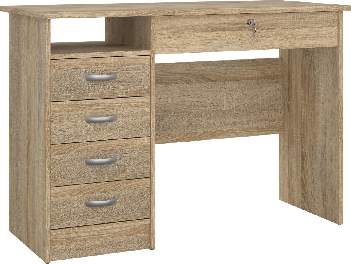 Small Officeline skrivebord 5 skuffer/1 lås, eg