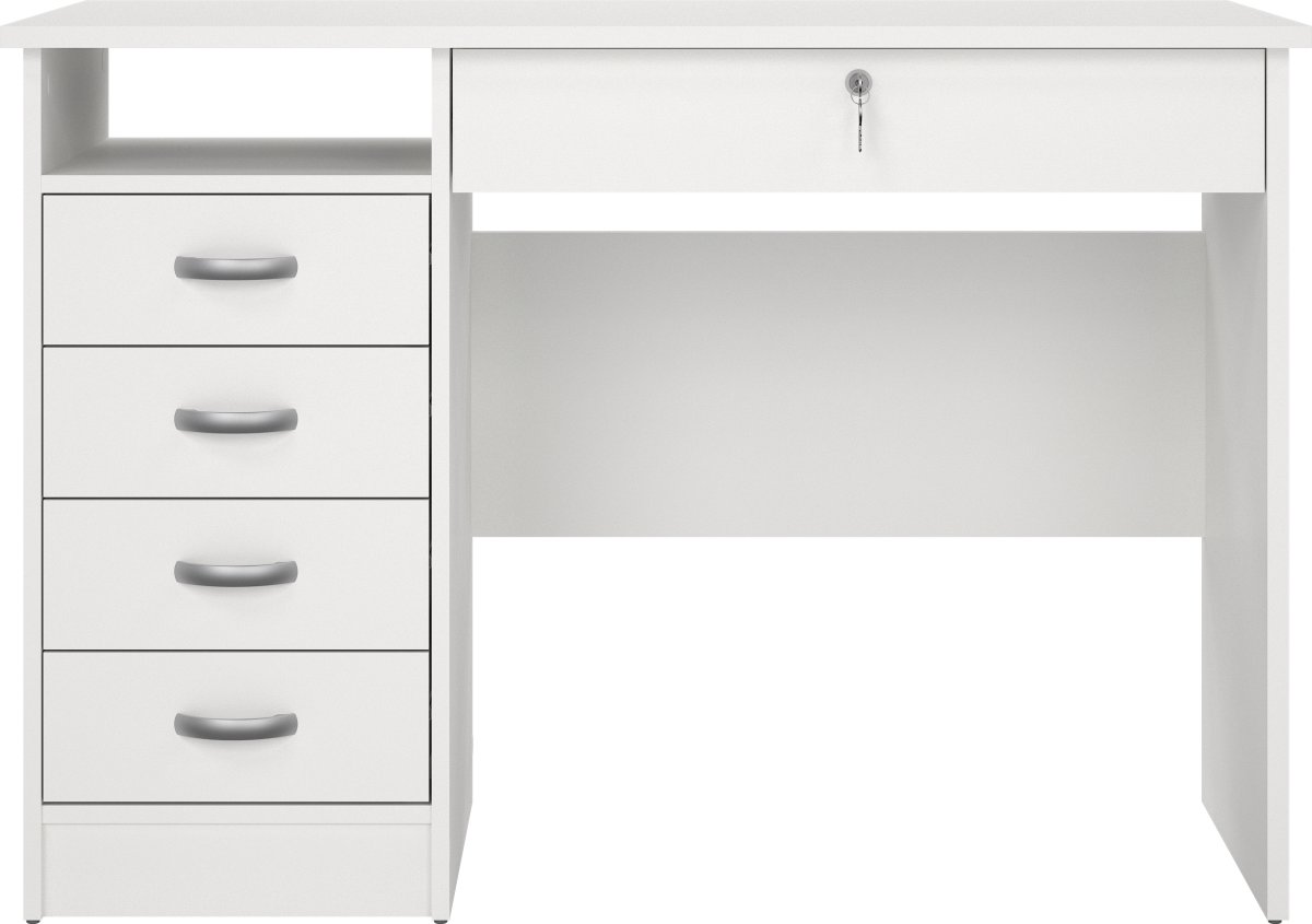 Small Officeline skrivebord 5 skuffer/1 lås, hvid
