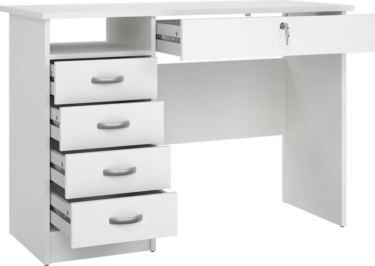 Small Officeline skrivebord 5 skuffer/1 lås, hvid