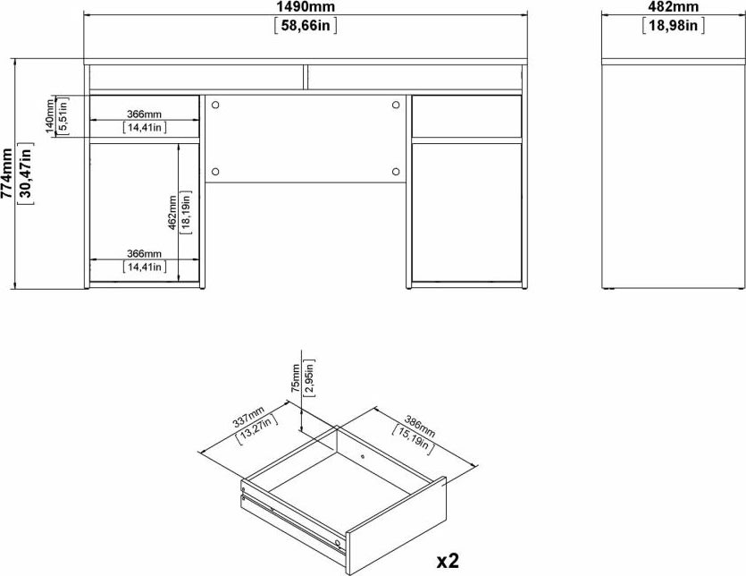 Small Officeline skrivebord m/overdel, hvid