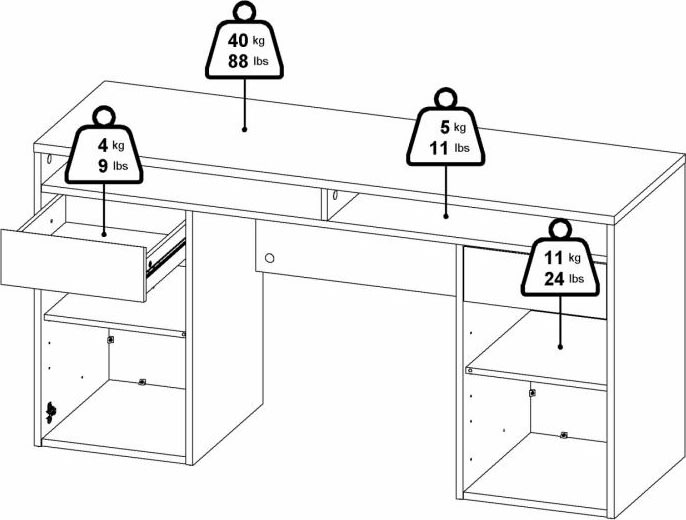 Small Officeline skrivebord m/overdel, hvid