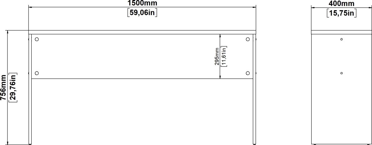 Small Officeline udvid.skrivebord 150x40 cm, hvid