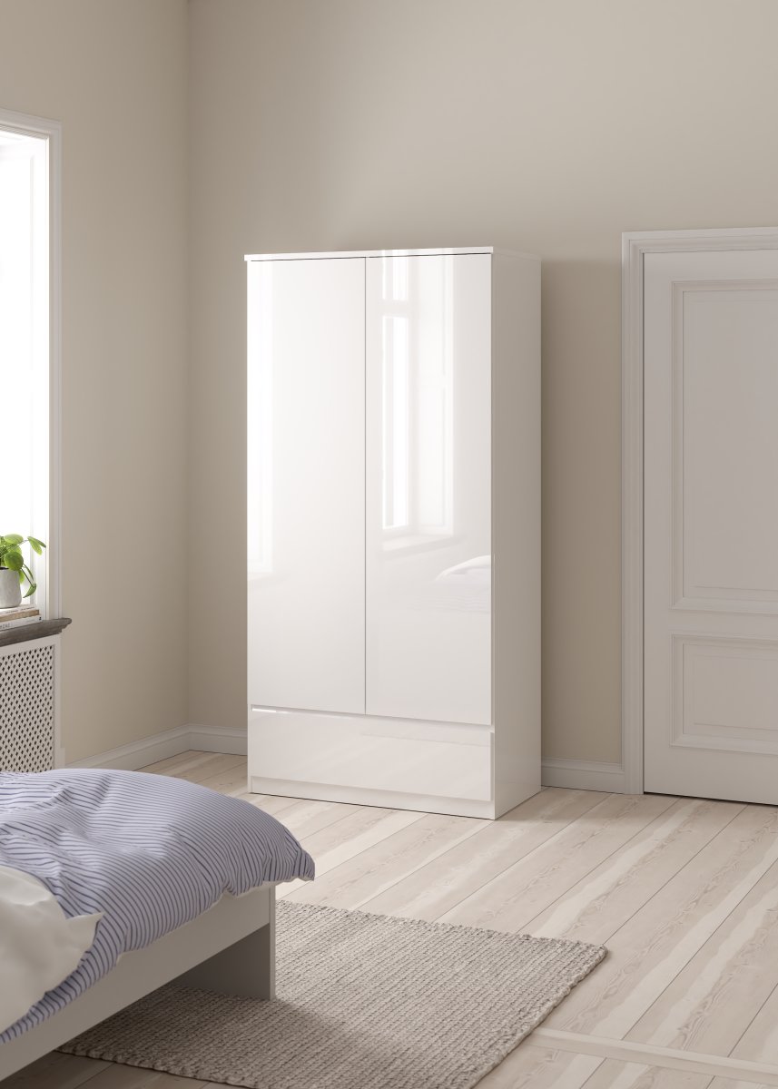 Coreline garderobeskab 2 døre/1 skuffe, højg. hvid