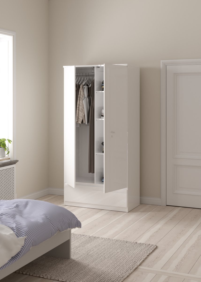 Coreline garderobeskab 2 døre/1 skuffe, højg. hvid