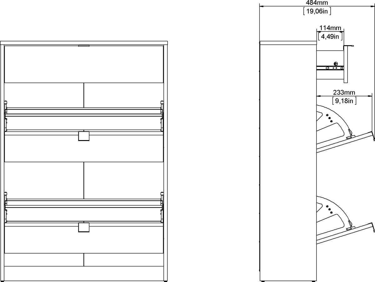 Coreline skoskab 2 låger/1 skuffe, hvid