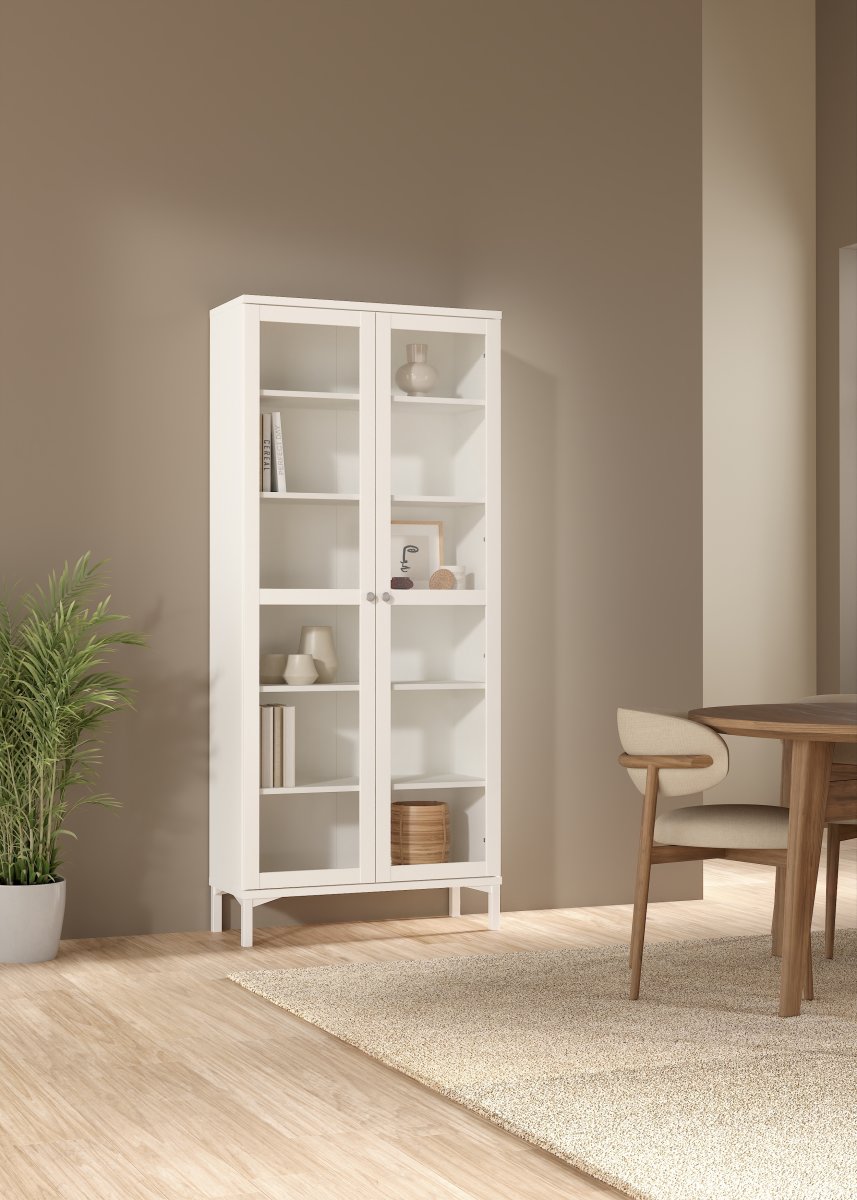 Serveline vitrineskab 2 døre, hvid