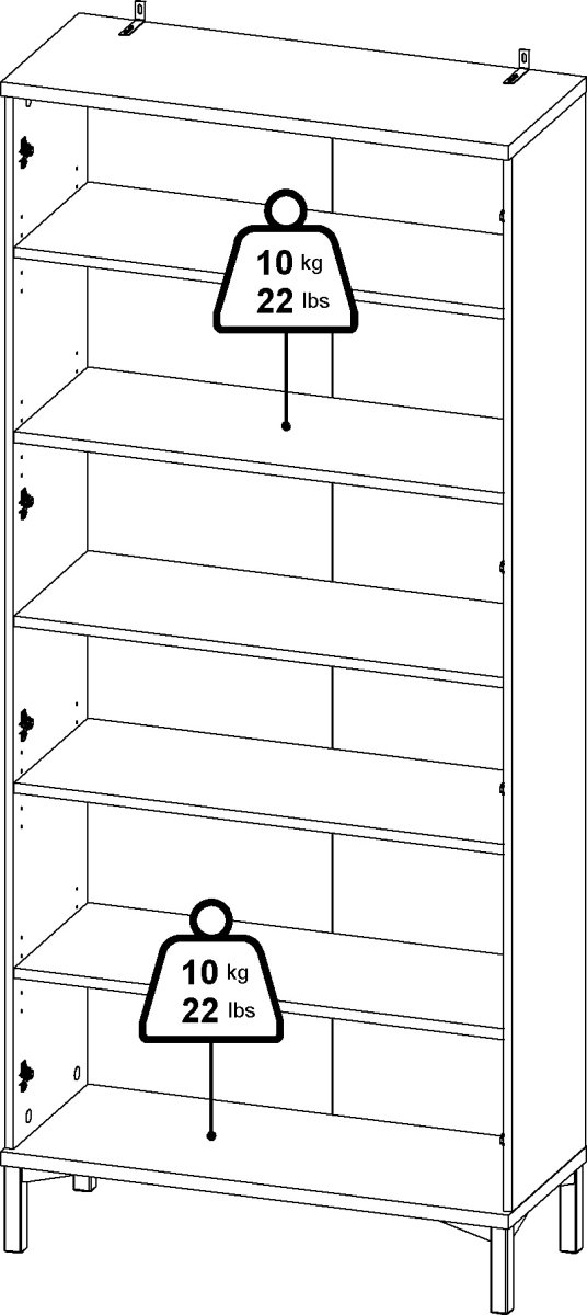 Serveline vitrineskab 2 døre, hvid