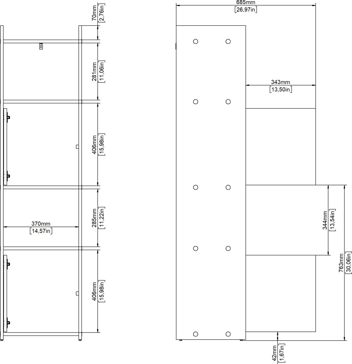 Small Officeline høj bogreol m/2 døre, eg