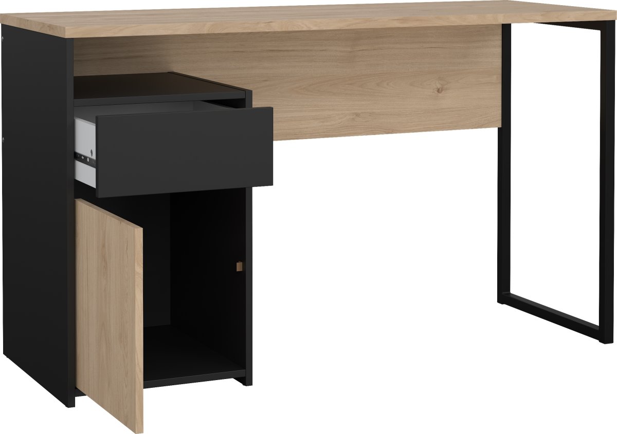 Small Officeline skrivebord 1 skab/1 skf, eg/sort