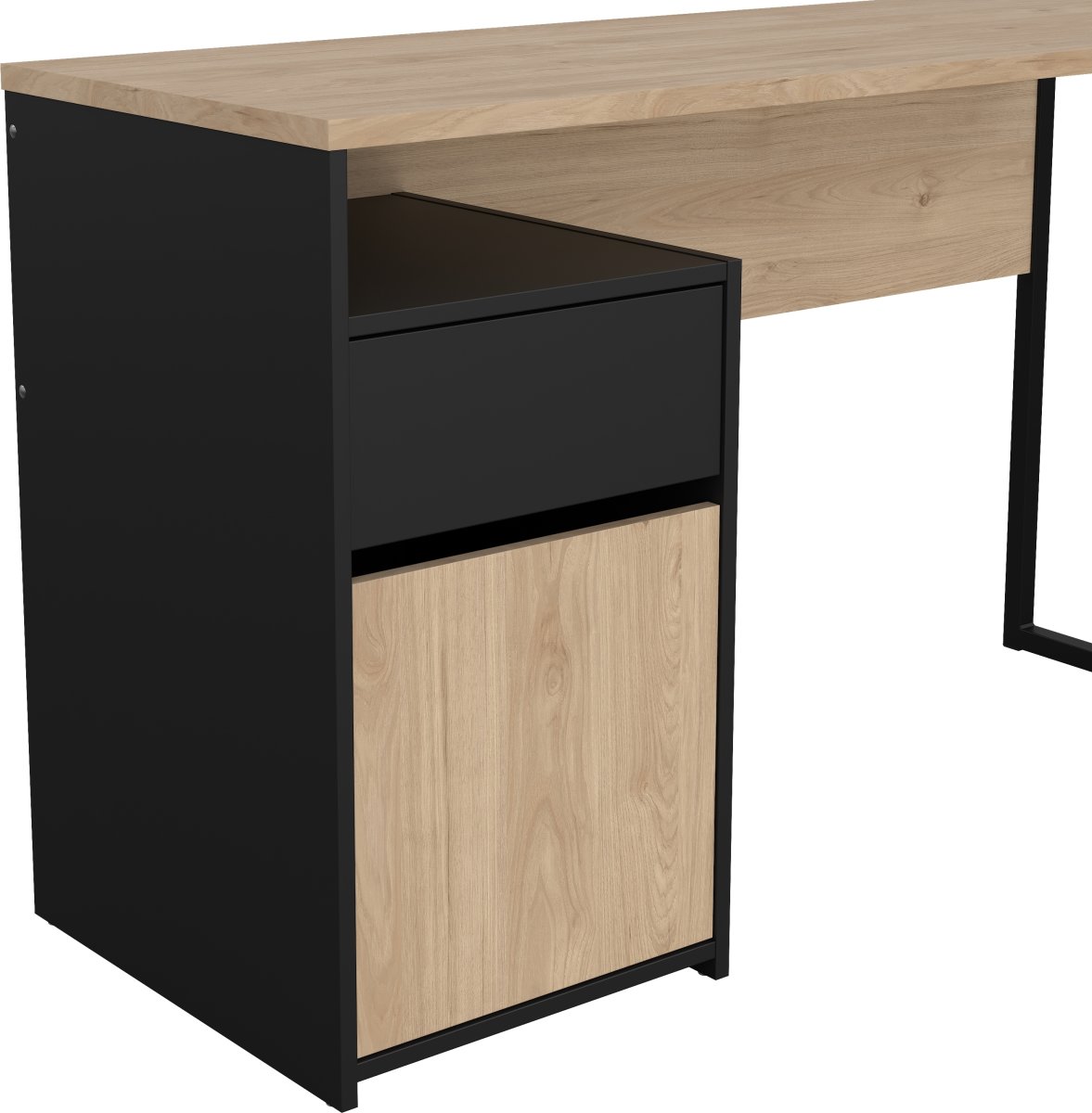Small Officeline skrivebord 1 skab/1 skf, eg/sort