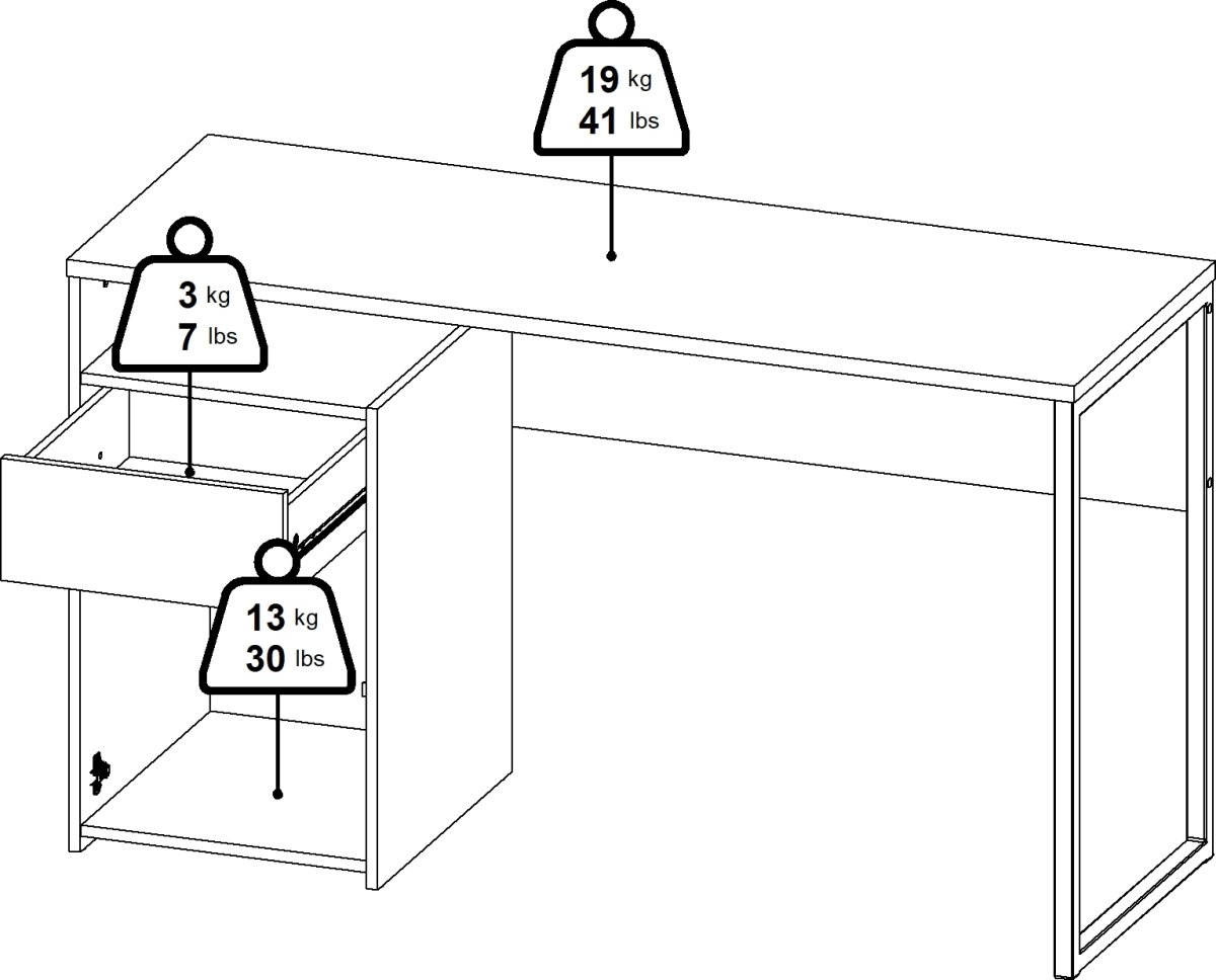 Small Officeline skrivebord 1 skab/1 skf, eg/sort