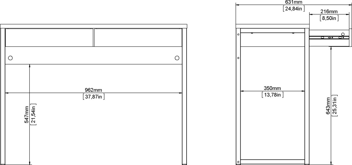 Small Officeline skrivebord 2 skuffer, hvid