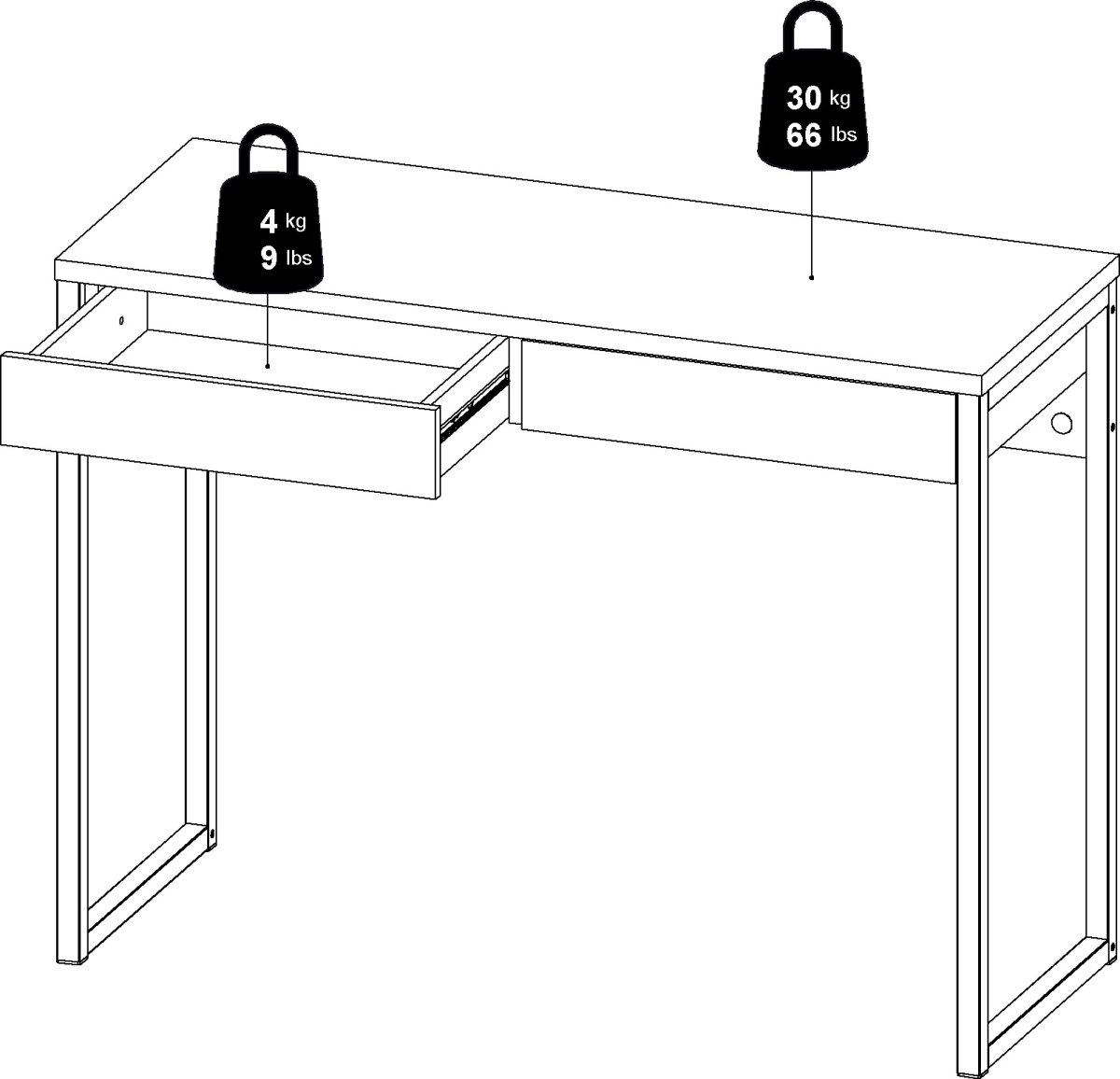 Small Officeline skrivebord 2 skuffer, hvid