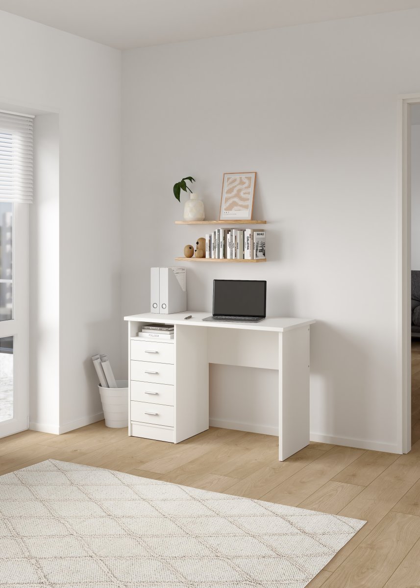 Small Officeline skrivebord 4 skuffer, hvid
