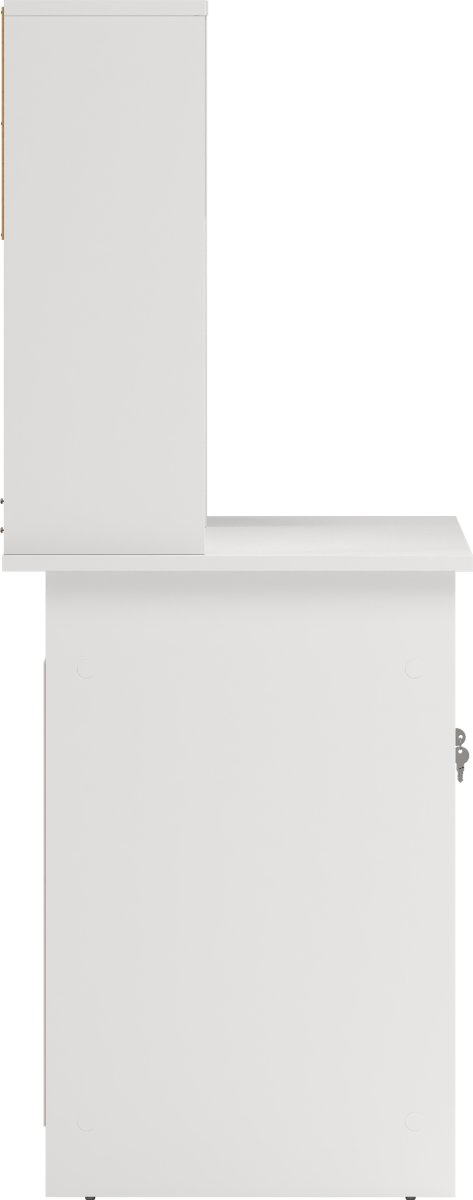 Small Officeline skrivebord m/overdel, eg/hvid