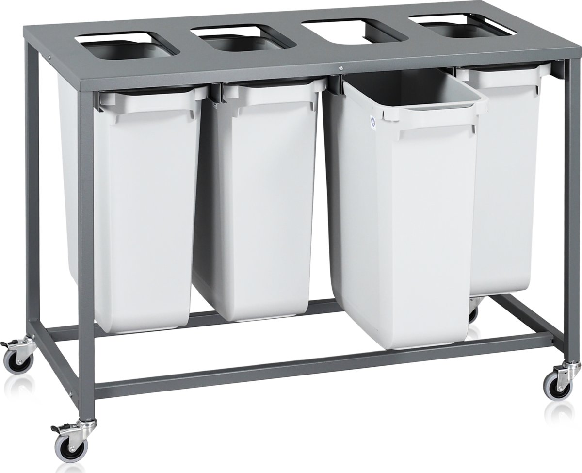 Sorteringsvogn Light, 4 beholdere, 240 L.