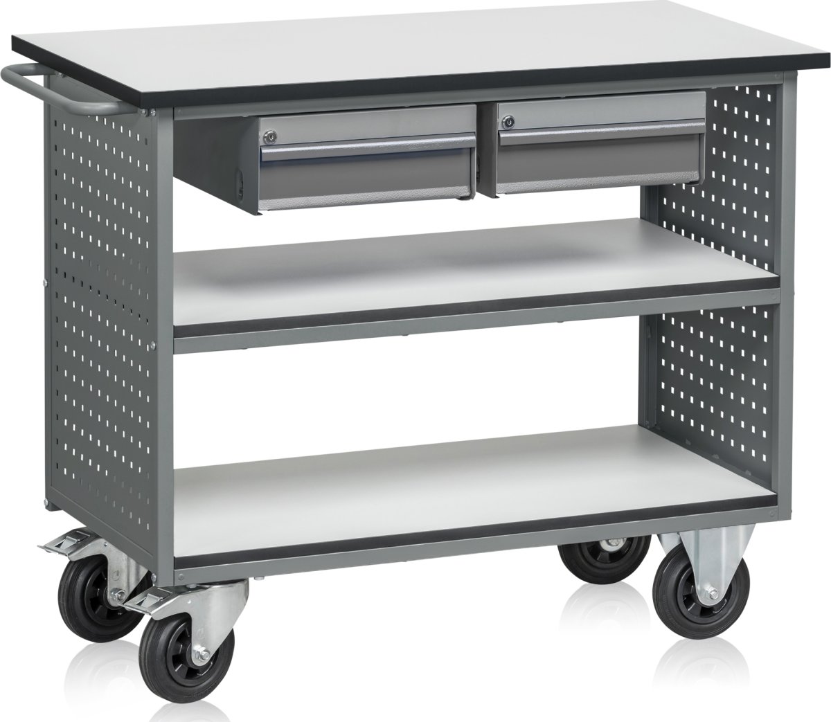 Værkstedsvogn FLEX 200, med 2 skuffer+hylde, grå