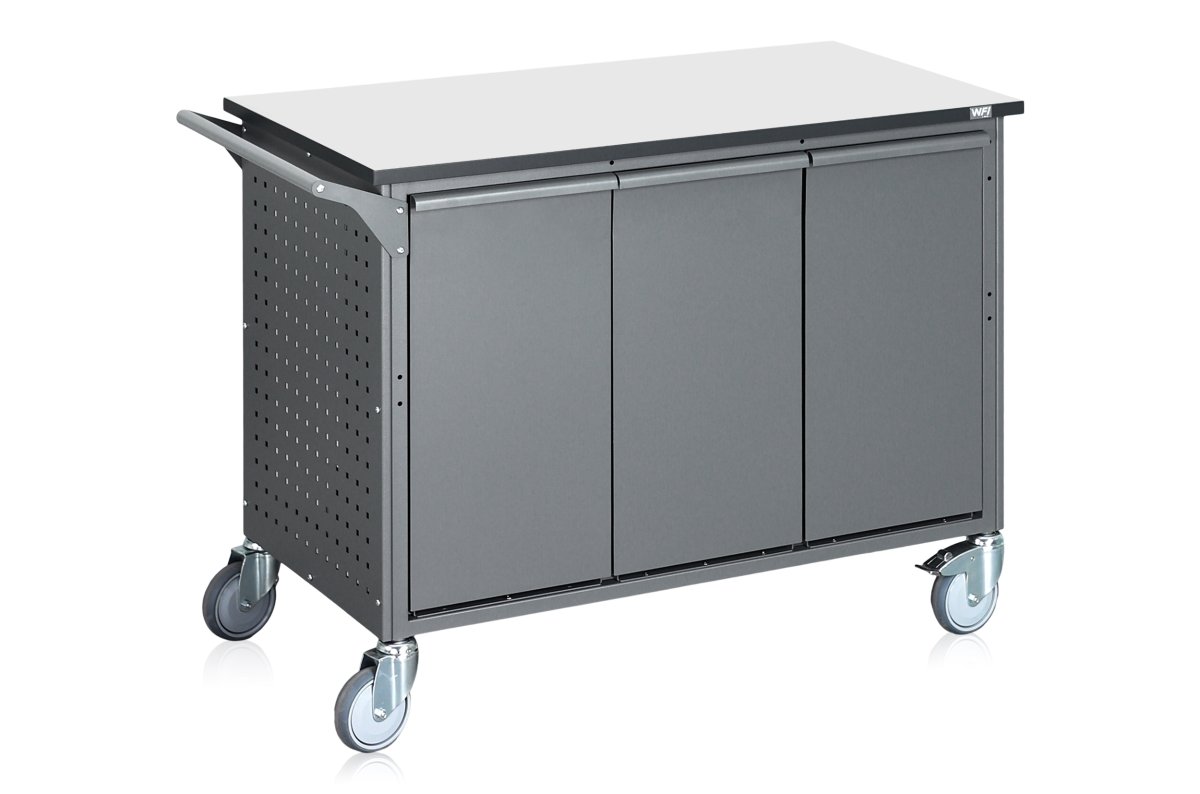 Affaldssorteringsvogn, 6 beholdere, 300 L., grå