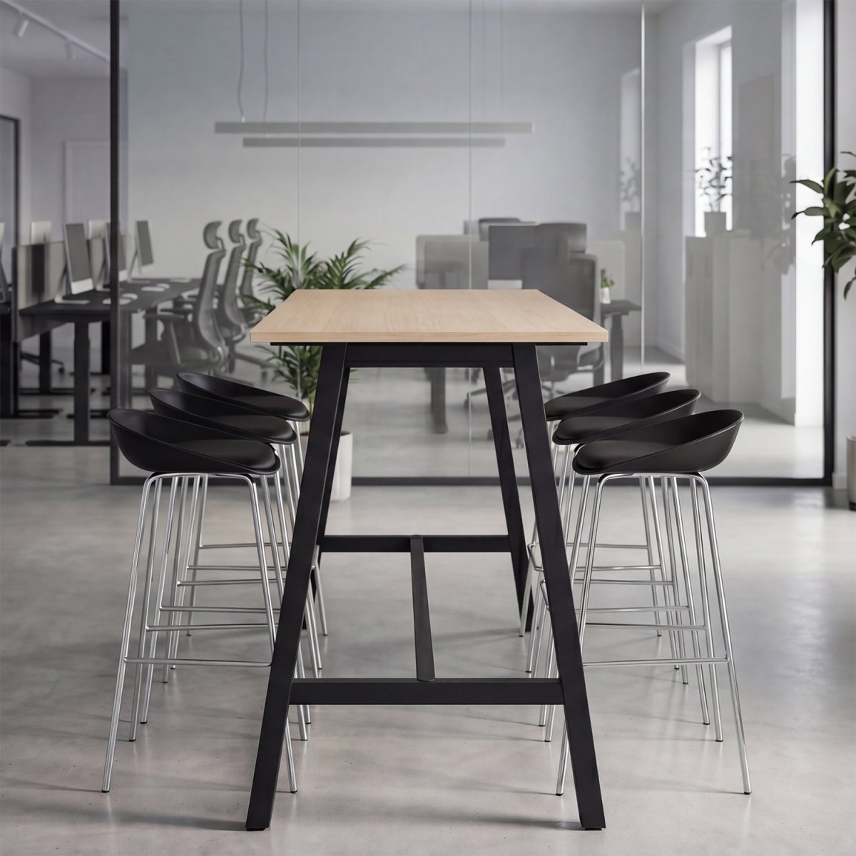 Talk Højbord, sort stel/eg laminat, 180x70 cm