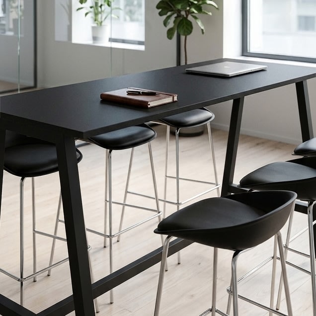 Talk Højbord, sort stel/sort laminat, 180x70 cm