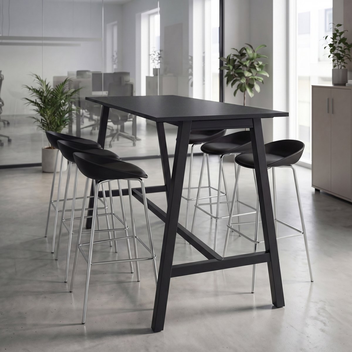 Talk Højbord, sort stel/sort laminat, 180x70 cm