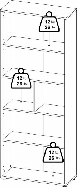 Small Officeline høj bogreol m/2 låger, grå/eg