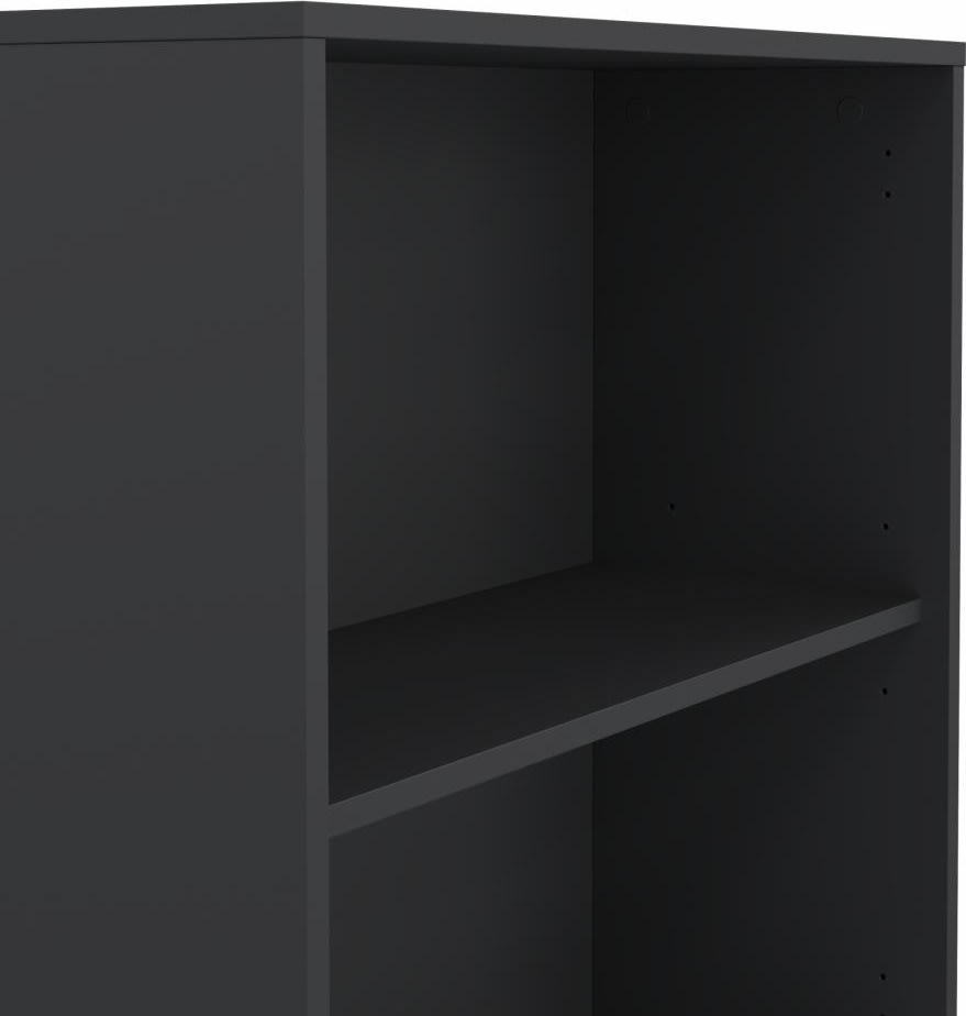 Small Officeline høj bogreol m/2 låger, grå/eg