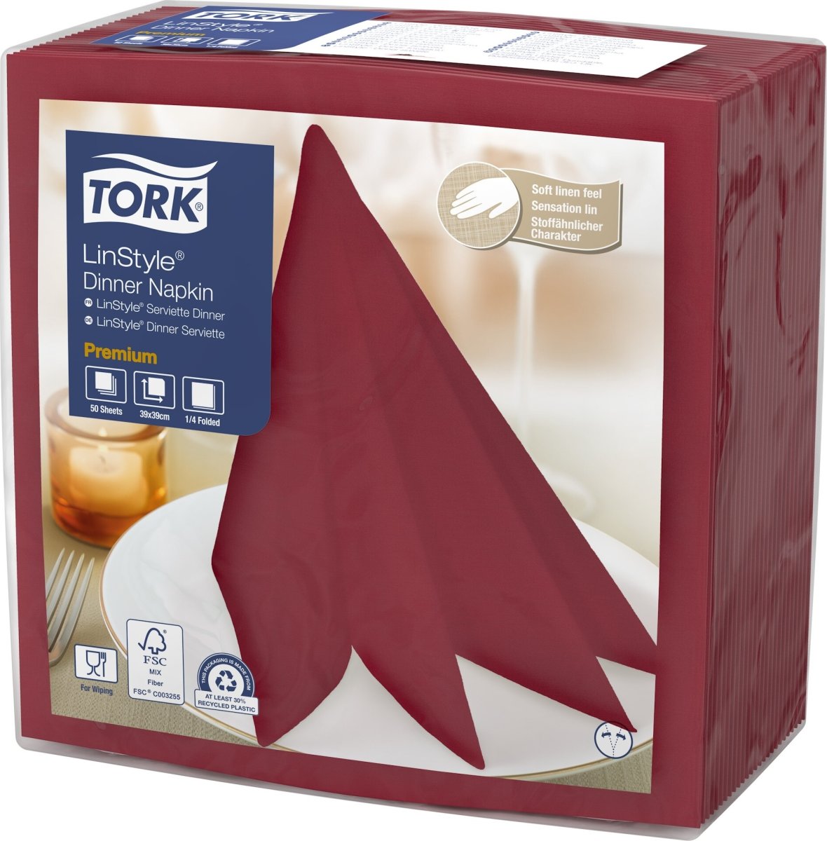 Tork Linstyle Middagsserviet, Bordeaux, 50 stk.