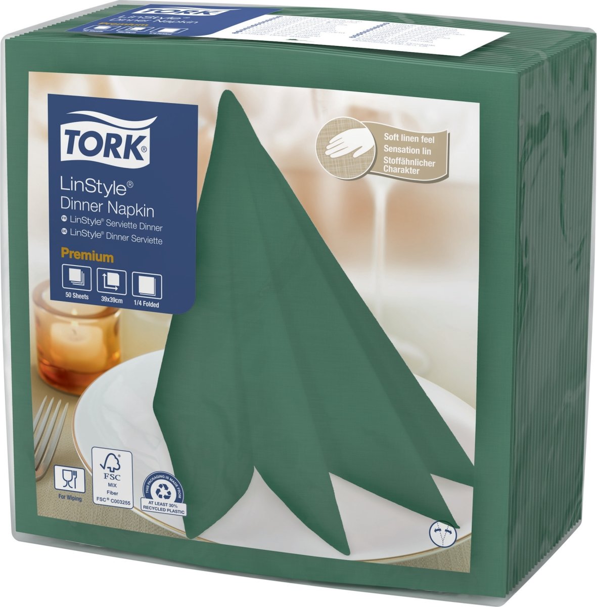 Tork Linstyle Middagsserviet, Mørkegrøn, 50 stk.