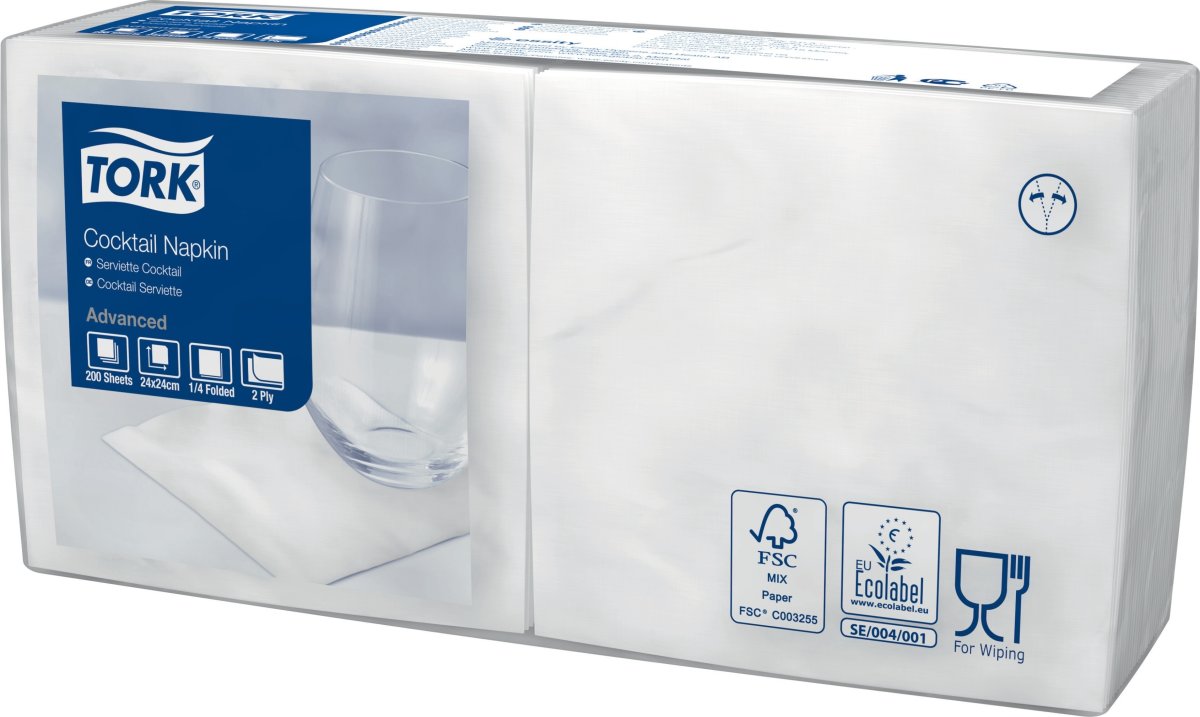 Tork Kaffeserviet, 2-lag, Hvid, 200 stk.