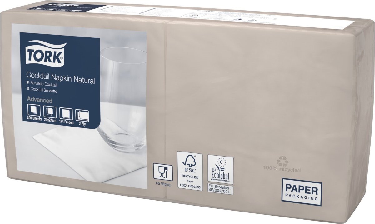 Tork Kaffeserviet, 2-lag, Natur, 200 stk.