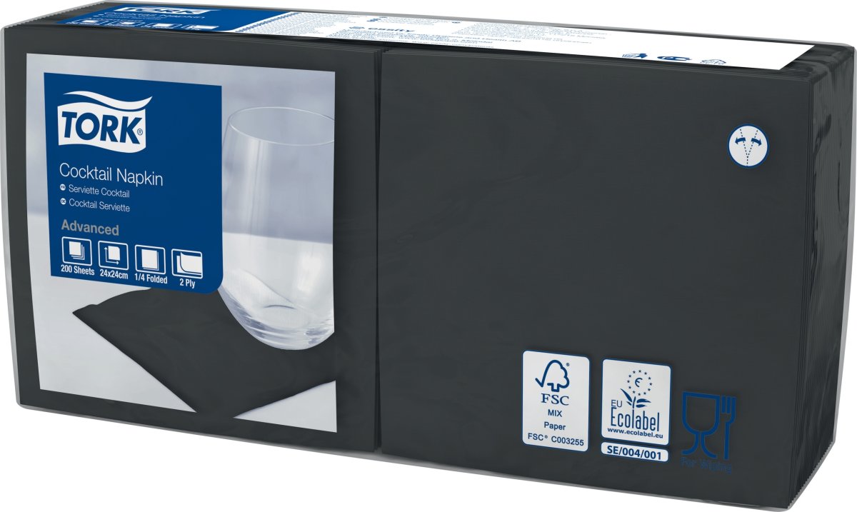 Tork Kaffeserviet, 2-lag, Sort, 200 stk.