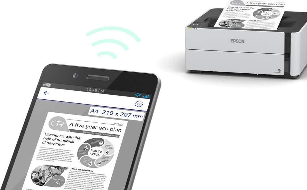 Epson EcoTank ET-M1180 sort/hvid A4 blækprinter