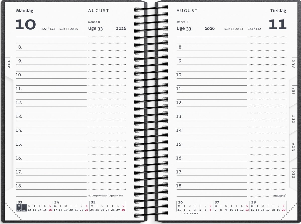 Mayland 26/27 Kalender, Studie Mini, dag