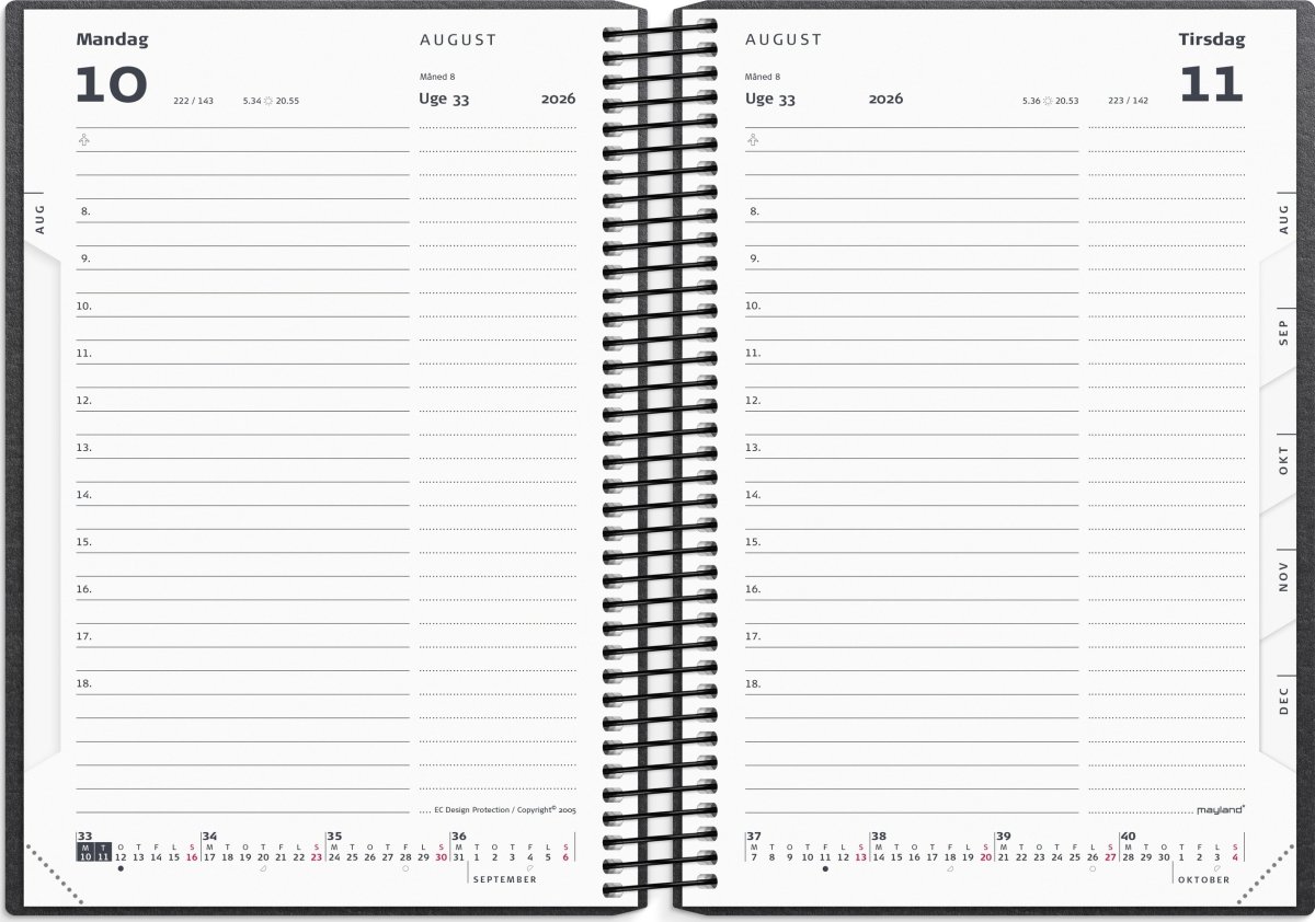 Mayland 26/27 Kalender, Studie Stor, dag