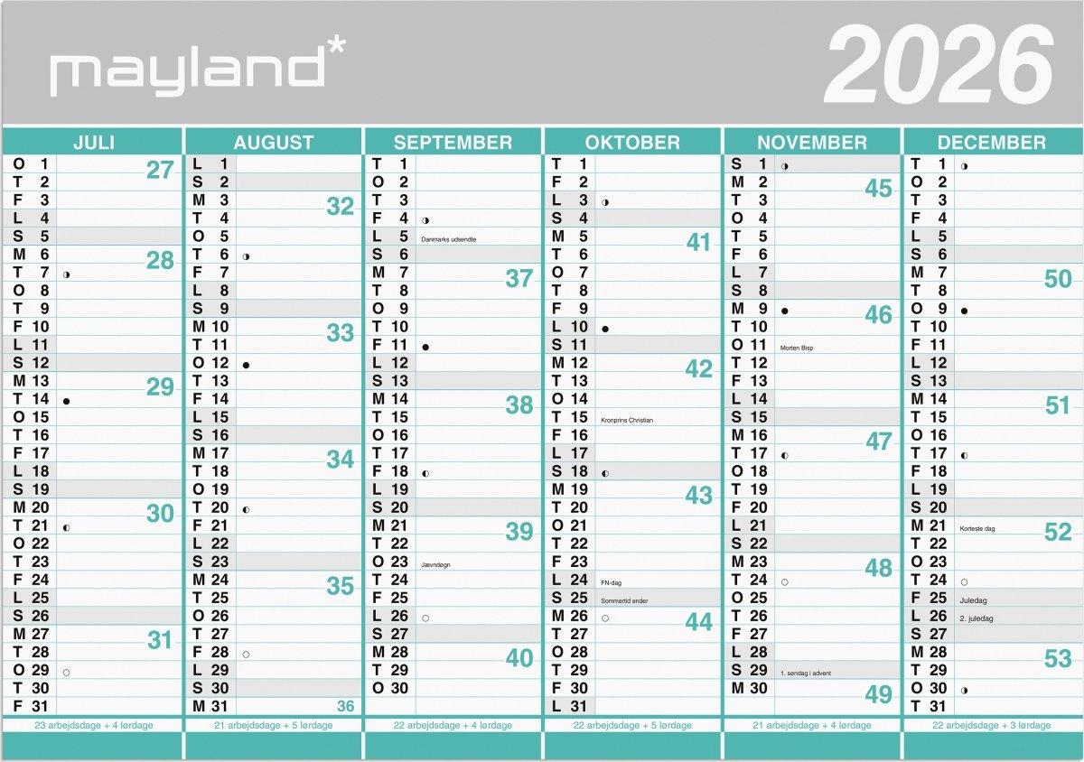 Mayland 26/27 Kæmpekalender, 2x6 mdr.