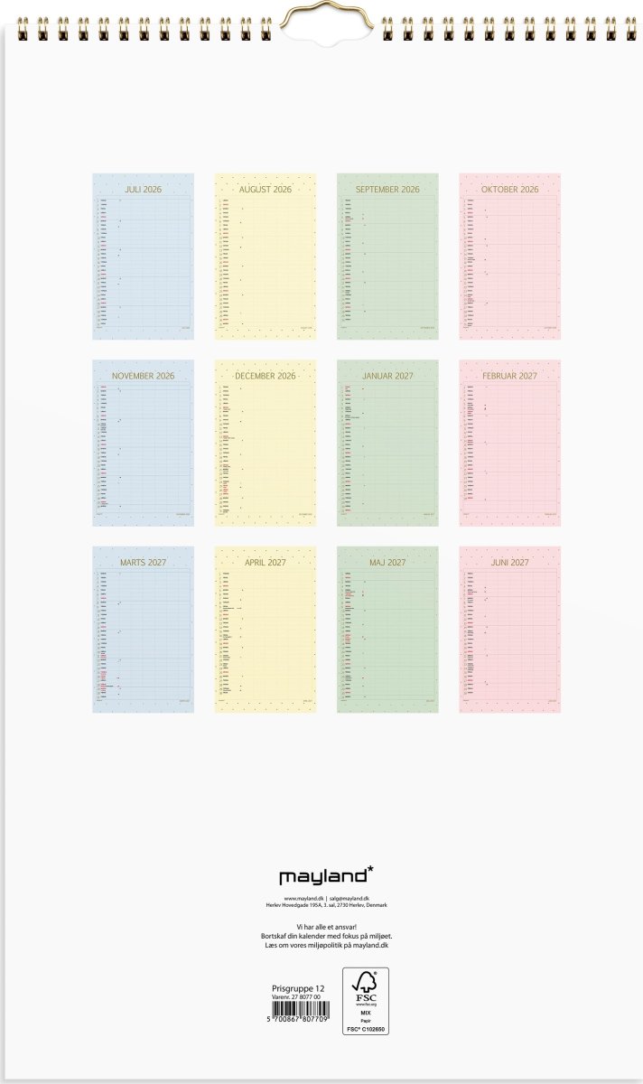 Mayland 26/27 Vægkalender, Color