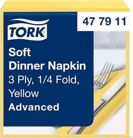 Tork Middagsserviet, 3-lag, Gul, 100 stk.