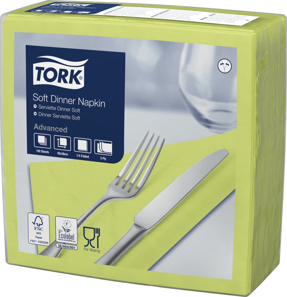 Tork Middagsserviet, 3-lag, Lime, 100 stk.