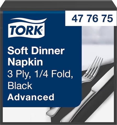 Tork Middagsserviet, 3-lag, Sort, 100 stk.