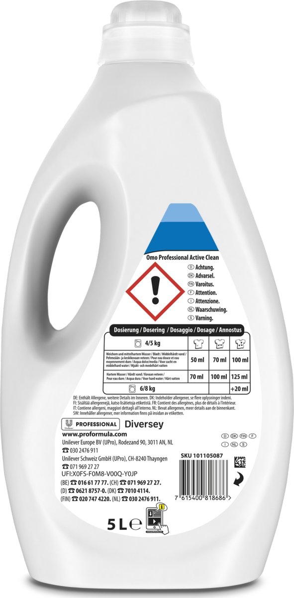Omo Pro Active Clean | Flydende Vaskemiddel | 5 L